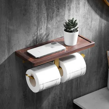 Орех Держатель для туалетной бумаги Настенный держатель для туалетной бумаги Коробка для туалетной бумаги Держатель для туалетной бумаги для мобильного телефона