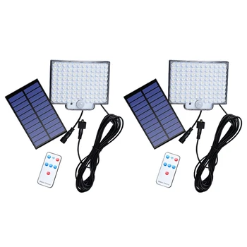 Солнечные фонари Наружное освещение 106 светодиодных прожекторов с датчиком движения на солнечных батареях с дистанционным управлением, светодиодные настенные светильники на солнечных батареях, 2 шт.