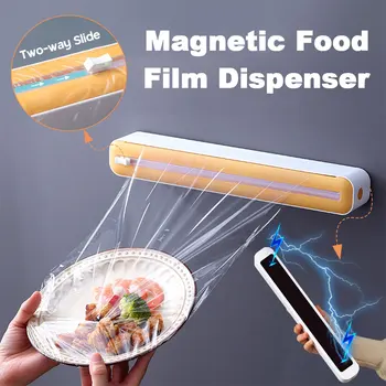 Новый диспенсер для пластиковой пищевой пленки Резак с магнитным всасыванием Регулируемый бытовой резак для бумаги для выпечки и оловянной фольги Кухонный органайзер