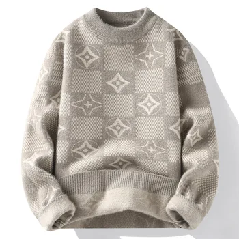 2023 Новый повседневный свитер с круглым вырезом Высококачественный пуловер Универсальный европейский и американский трикотажный пуловер с длинным рукавом