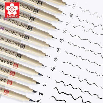 1PC Япония SAKURA Pigma Micron Fineliner Ручки Архивные черные чернила Sketch Pens для графического письма Рисование Ведение журнала Иллюстрация