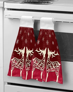 Рождественский олень Снежинка Красное полотенце для рук Впитывающее висячее полотенце Главная кухня Салфетки для посуды Салфетка для ванной комнаты