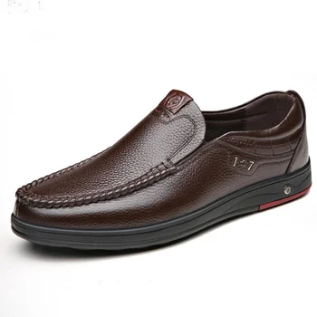 Обувь из натуральной кожи Мужские лоферы Slip On Business Casual Shoes Классические мягкие мокасины Hombre Дышащие кроссовки на плоской подошве 2023
