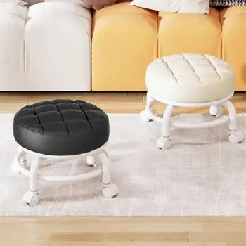 Универсальный вращающийся стул для дома Вращение на 360 градусов с колесом Высококачественный прочный шкив Низкий табурет для гостиной
