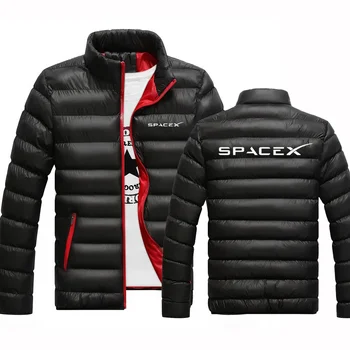 SpaceX Space X Logo 2024 Мужские новые осенне-зимние модные куртки с принтом Высокое качество Сплошные цветные утолщенные повседневные куртки с круглым вырезом